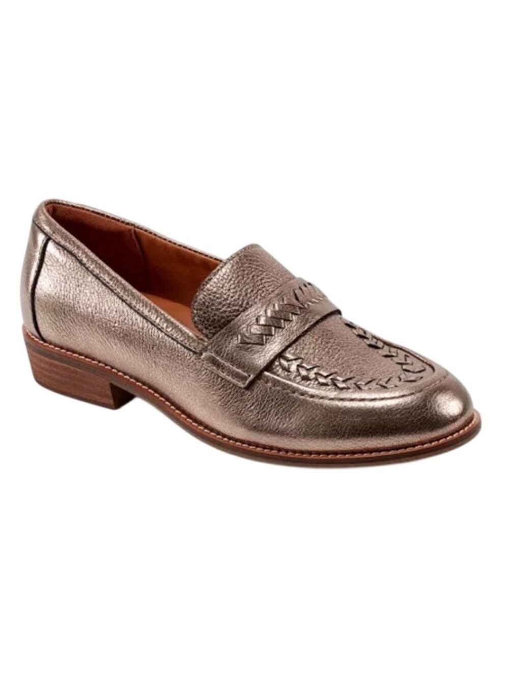 Earth Edith Woven Slip-On Loafers Metallic rose gold Leather comfort shoe 9 wide